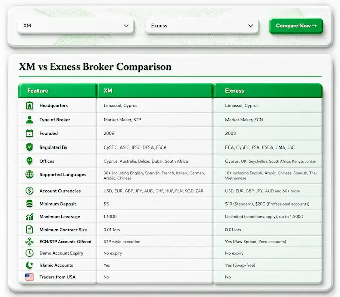 Broker comparison tool preview