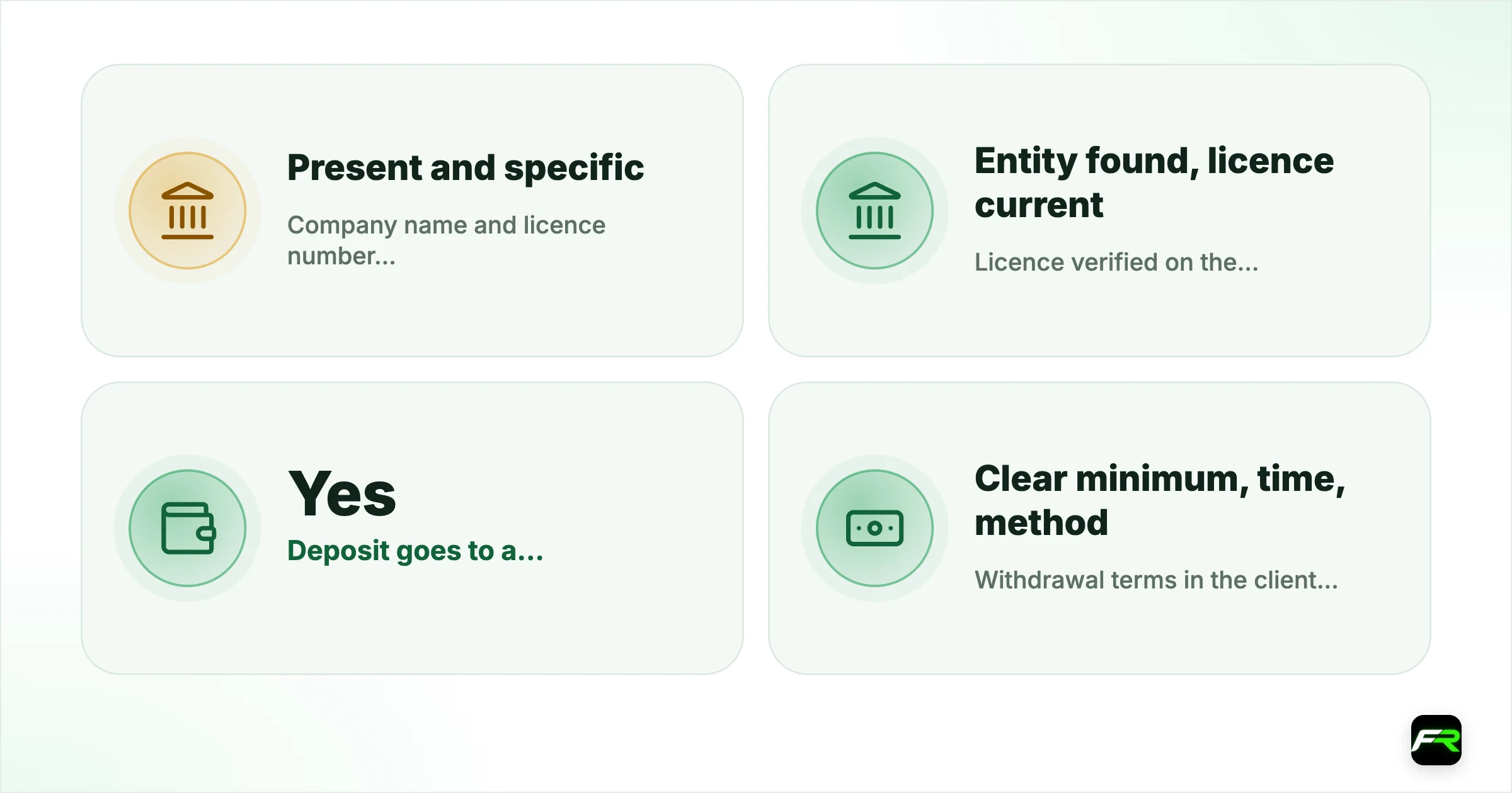 The fake or clone broker. Company name and licence number in the footer or client agreement: Present and specific: Vague or absent; Licence verified on the regulator's own website: Entity found, licence current: Not found or expired; Deposit goes to a company or named payment processor: Yes: Personal account or personal crypto wallet; Withdrawal terms in the client agreement: Clear minimum, time, method: Conditions buried, volume requirements to withdraw