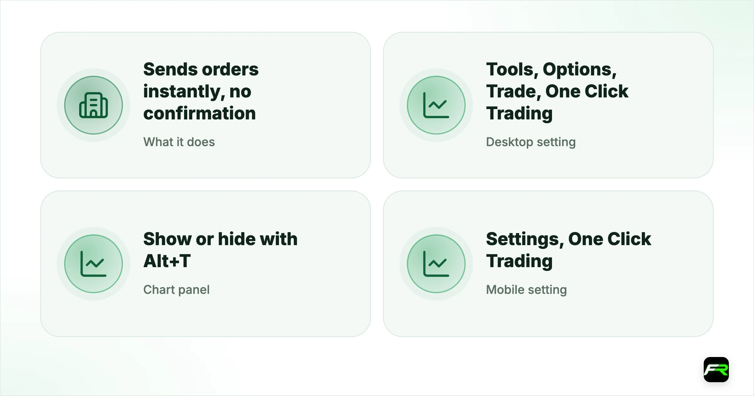 MT5 One-Click Trading: How to Turn It On, and the Risks. What it does: Sends orders instantly, no confirmation; Desktop setting: Tools, Options, Trade, One Click Trading; Chart panel: Show or hide with Alt+T; Mobile setting: Settings, One Click Trading; Main risk: Wrong lot size or symbol sent at once