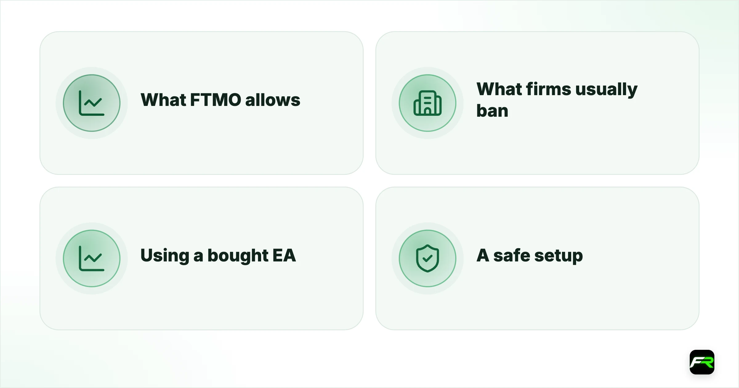 Expert Advisor and Automation Rules at Prop Firms. What FTMO allows; What firms usually ban; Using a bought EA; A safe setup