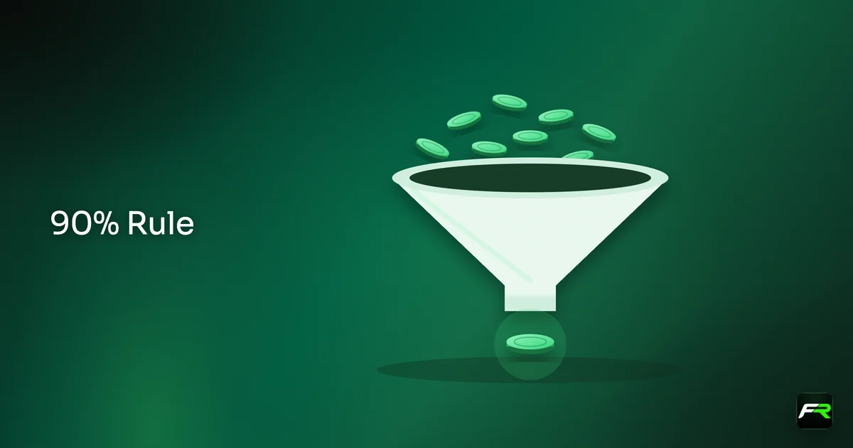 A funnel taking in many coins and letting only one coin through, showing that most trading accounts lose