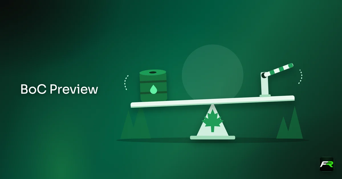 A seesaw on a maple-leaf pivot balancing an oil barrel against a striped customs barrier