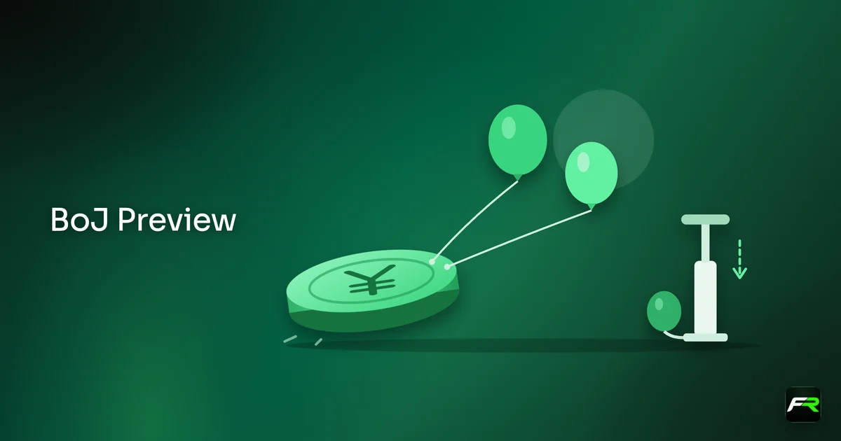 Two small balloons straining to lift a heavy yen coin, with a pump beside a third balloon still being filled