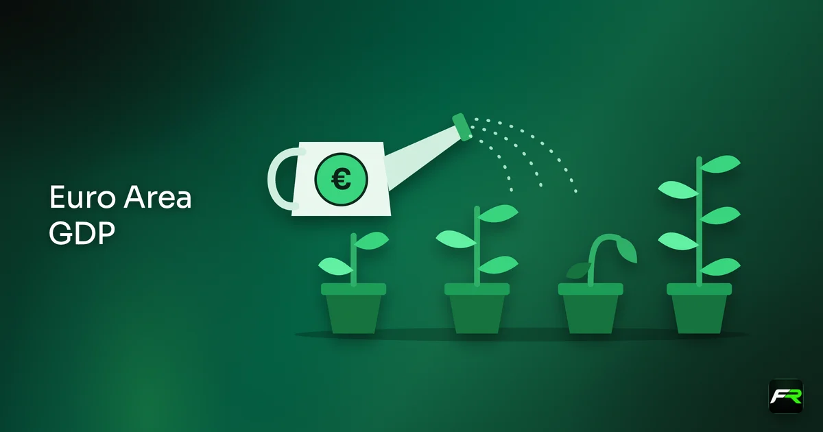 A watering can with a euro coin pouring over four potted saplings of uneven height, one of them wilting
