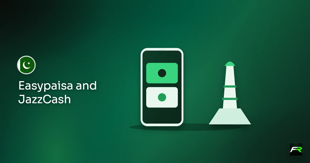 Illustration: phone with two wallet tiles beside the minar