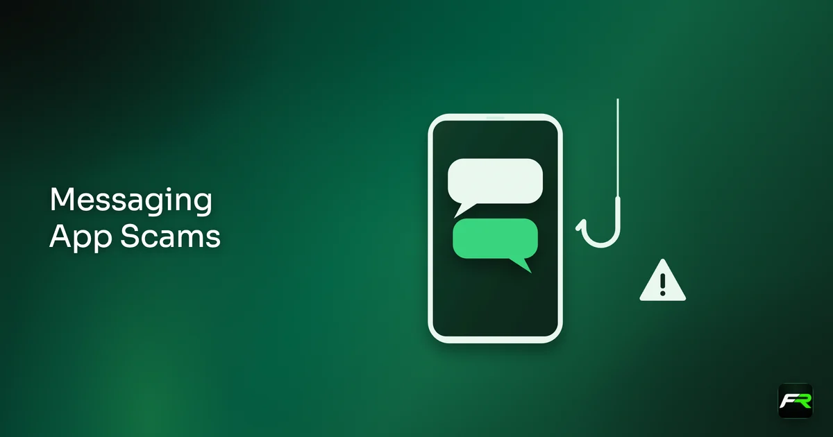 Illustration: chat bubble with a fishing hook inside a phone