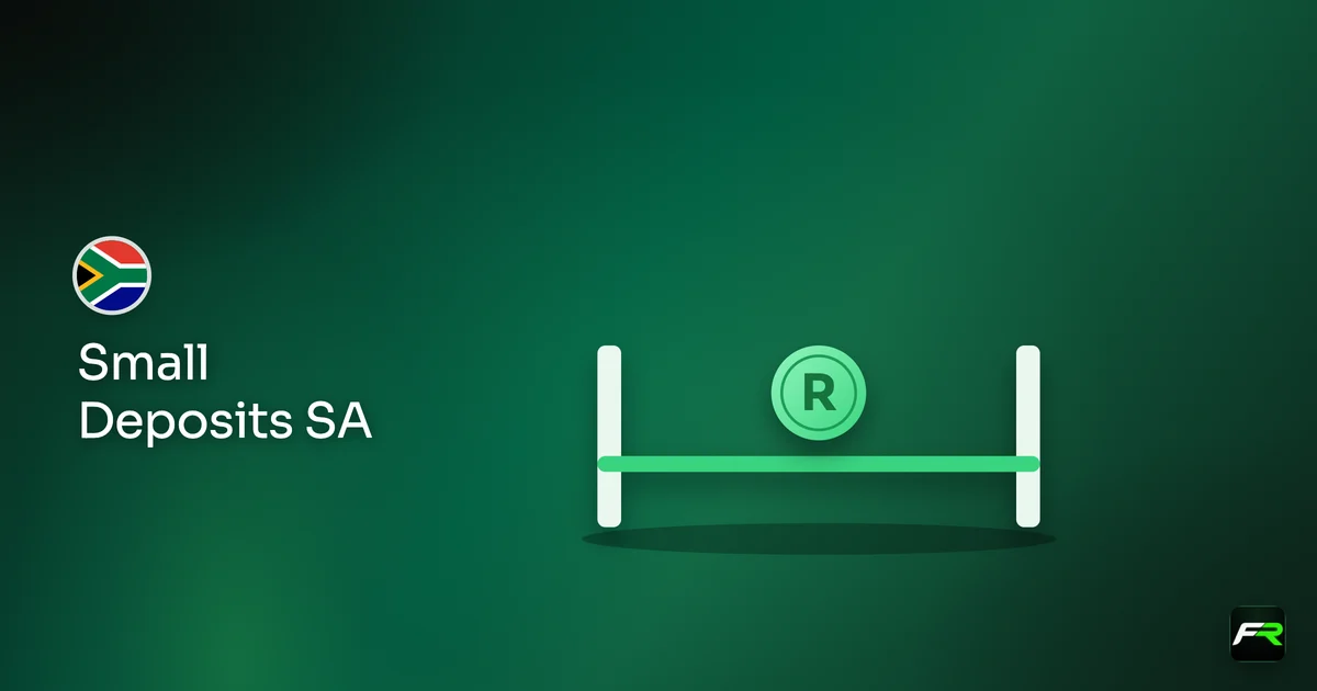 Illustration: single rand coin walking through a low gate