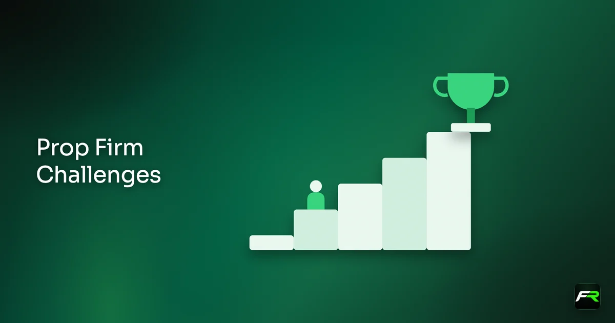 Illustration: trader climbing a tall stair toward a trophy