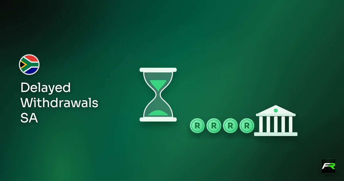 Illustration: hourglass beside a queue of rand coins at a bank